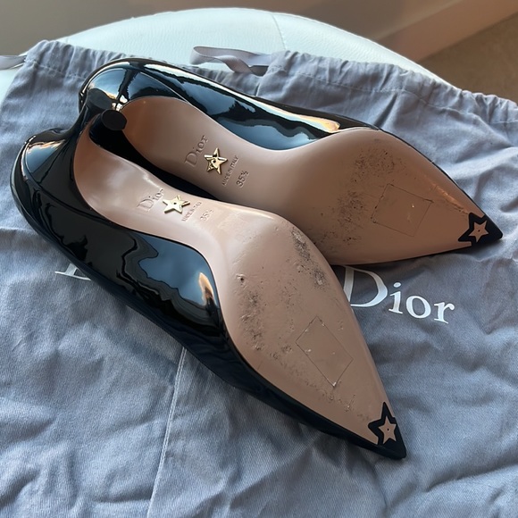 Dior Black Patent Leather Pointed Toe Pumps - Picture 4 of 5